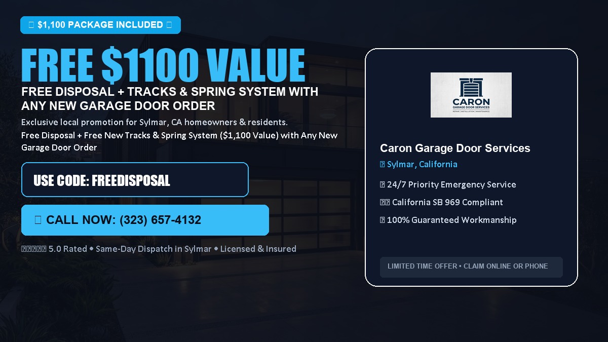 Free Disposal + Free New Tracks & Spring System with Any New Garage Door Order ($1100 Value) in Sylmar, CA