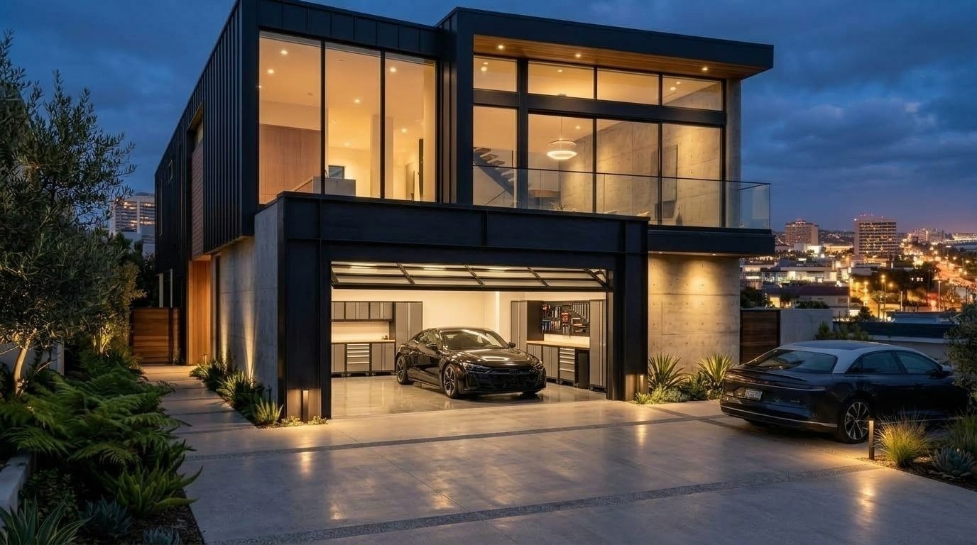 Caron Garage Door Services Garage Door Gliding Open Revealing Warm Illuminated Interior